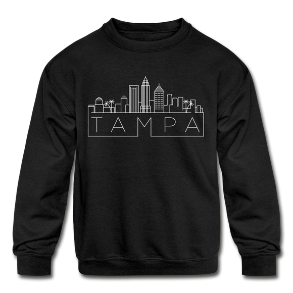 Tampa, Florida Youth Sweatshirt - Skyline Youth Tampa Crewneck Sweatshirt - black