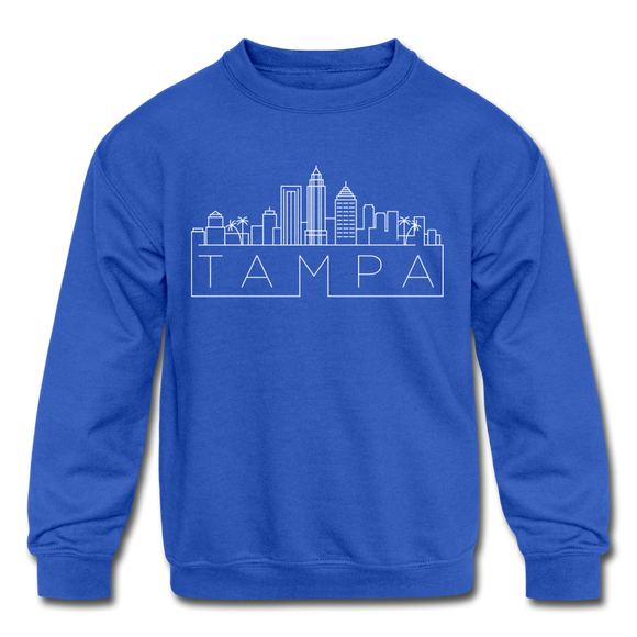 Tampa, Florida Youth Sweatshirt - Skyline Youth Tampa Crewneck Sweatshirt - royal blue