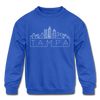 Tampa, Florida Youth Sweatshirt - Skyline Youth Tampa Crewneck Sweatshirt - royal blue