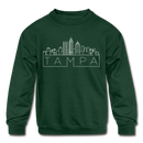 Tampa, Florida Youth Sweatshirt - Skyline Youth Tampa Crewneck Sweatshirt - forest green