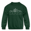 Tampa, Florida Youth Sweatshirt - Skyline Youth Tampa Crewneck Sweatshirt - forest green