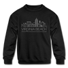 Virginia Beach, Virginia Youth Sweatshirt - Skyline Youth Virginia Beach Crewneck Sweatshirt - black