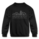 Virginia Beach, Virginia Youth Sweatshirt - Skyline Youth Virginia Beach Crewneck Sweatshirt - black