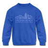 Virginia Beach, Virginia Youth Sweatshirt - Skyline Youth Virginia Beach Crewneck Sweatshirt - royal blue
