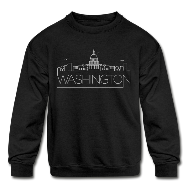 Washington DC Youth Sweatshirt - Skyline Youth Washington DC Crewneck Sweatshirt - black