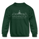 Washington DC Youth Sweatshirt - Skyline Youth Washington DC Crewneck Sweatshirt - forest green