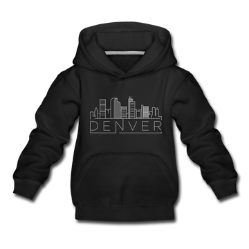 Denver, Colorado Youth Hoodie - Skyline Youth Denver Hooded Sweatshirt - black
