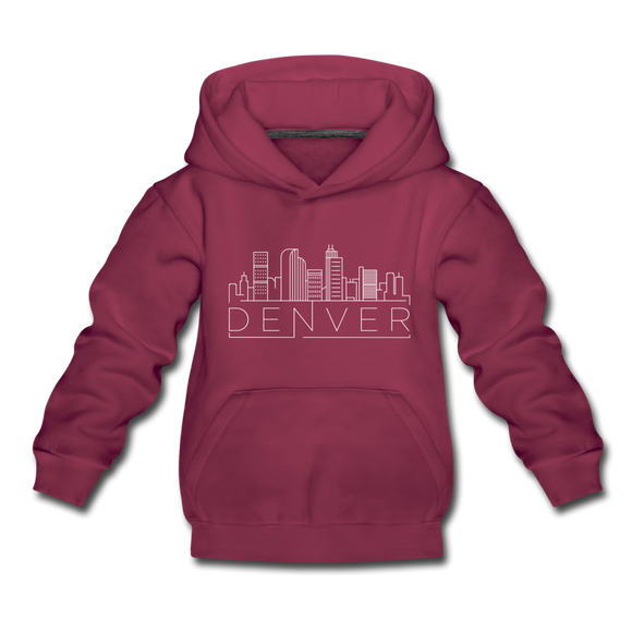 Denver, Colorado Youth Hoodie - Skyline Youth Denver Hooded Sweatshirt - burgundy