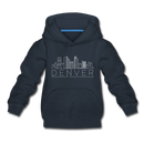 Denver, Colorado Youth Hoodie - Skyline Youth Denver Hooded Sweatshirt - navy
