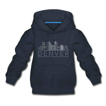 Denver, Colorado Youth Hoodie - Skyline Youth Denver Hooded Sweatshirt - navy