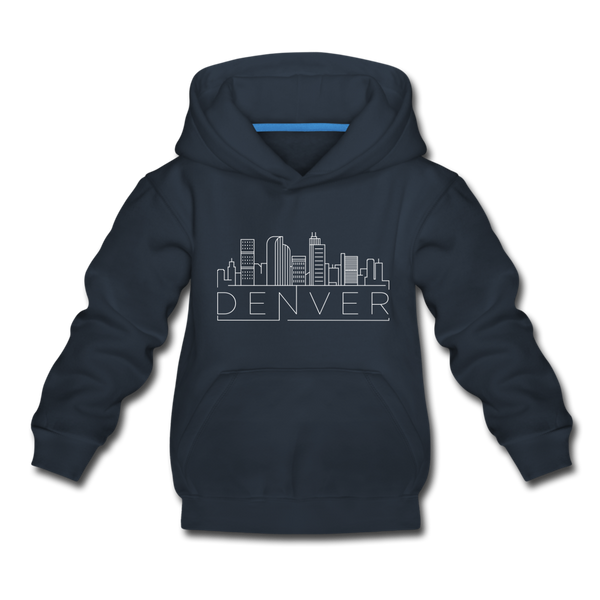 Denver, Colorado Youth Hoodie - Skyline Youth Denver Hooded Sweatshirt - navy