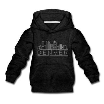 Denver, Colorado Youth Hoodie - Skyline Youth Denver Hooded Sweatshirt - charcoal gray