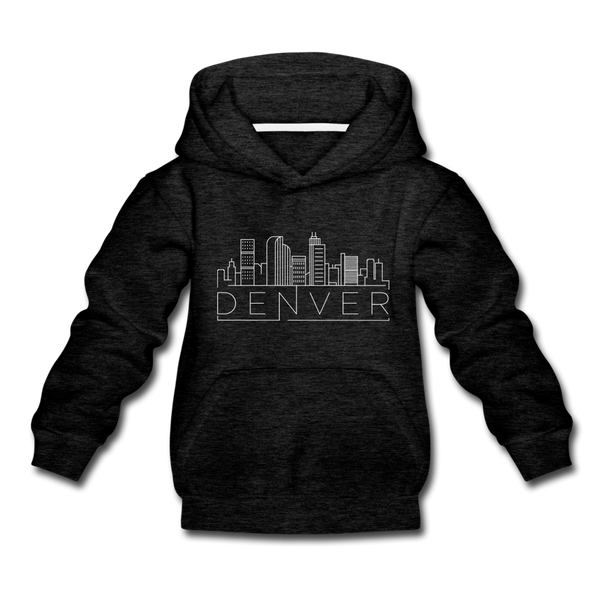 Denver, Colorado Youth Hoodie - Skyline Youth Denver Hooded Sweatshirt - charcoal gray