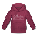 Albuquerque, New Mexico Youth Hoodie - Skyline Youth Albuquerque Hooded Sweatshirt - burgundy