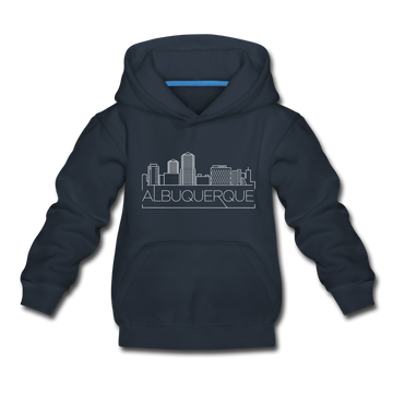 Albuquerque, New Mexico Youth Hoodie - Skyline Youth Albuquerque Hooded Sweatshirt - navy