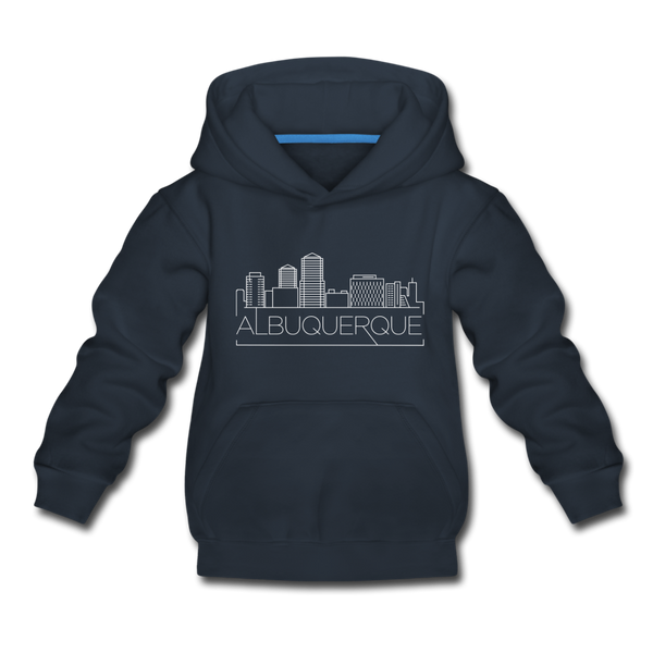 Albuquerque, New Mexico Youth Hoodie - Skyline Youth Albuquerque Hooded Sweatshirt - navy