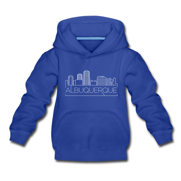 Albuquerque, New Mexico Youth Hoodie - Skyline Youth Albuquerque Hooded Sweatshirt - royal blue