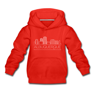 Albuquerque, New Mexico Youth Hoodie - Skyline Youth Albuquerque Hooded Sweatshirt - red