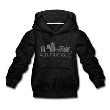 Albuquerque, New Mexico Youth Hoodie - Skyline Youth Albuquerque Hooded Sweatshirt - charcoal gray