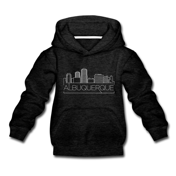 Albuquerque, New Mexico Youth Hoodie - Skyline Youth Albuquerque Hooded Sweatshirt - charcoal gray