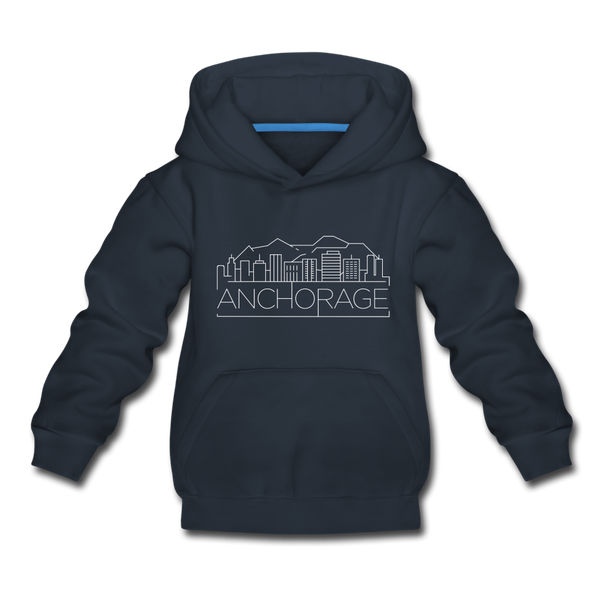 Anchorage, Alaska Youth Hoodie - Skyline Youth Anchorage Hooded Sweatshirt - navy