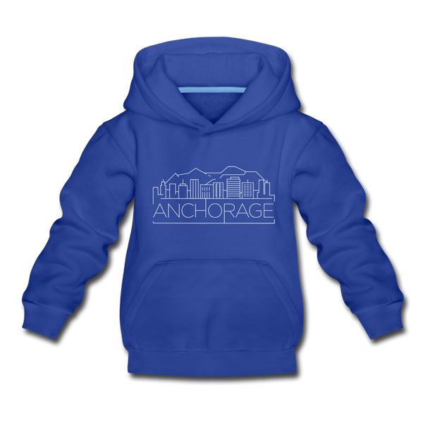Anchorage, Alaska Youth Hoodie - Skyline Youth Anchorage Hooded Sweatshirt - royal blue