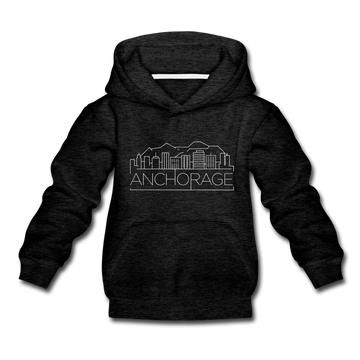 Anchorage, Alaska Youth Hoodie - Skyline Youth Anchorage Hooded Sweatshirt - charcoal gray