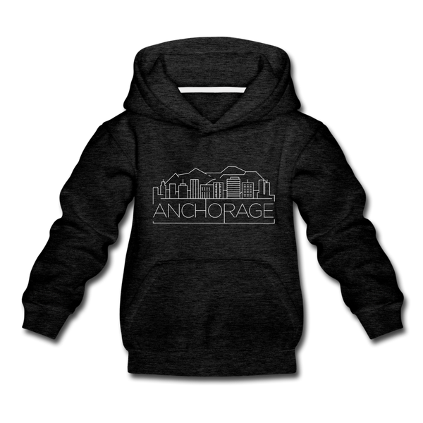 Anchorage, Alaska Youth Hoodie - Skyline Youth Anchorage Hooded Sweatshirt - charcoal gray