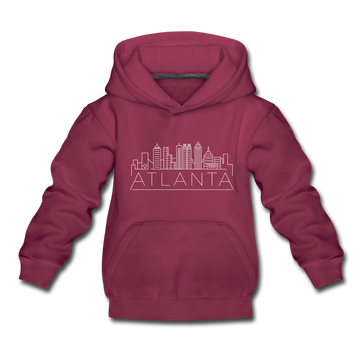 Atlanta, Georgia Youth Hoodie - Skyline Youth Atlanta Hooded Sweatshirt - burgundy