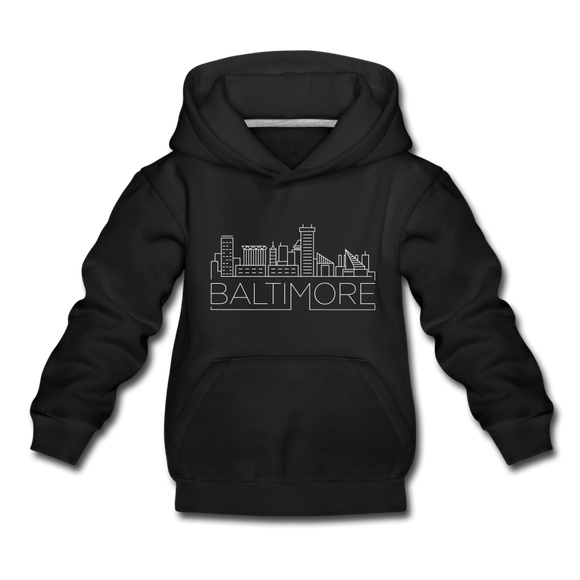 Baltimore, Maryland Youth Hoodie - Skyline Youth Baltimore Hooded Sweatshirt - black