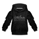 Baltimore, Maryland Youth Hoodie - Skyline Youth Baltimore Hooded Sweatshirt - charcoal gray