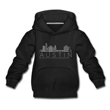 Austin, Texas Youth Hoodie - Skyline Youth Austin Hooded Sweatshirt - black