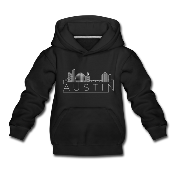 Austin, Texas Youth Hoodie - Skyline Youth Austin Hooded Sweatshirt - black