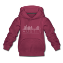 Austin, Texas Youth Hoodie - Skyline Youth Austin Hooded Sweatshirt - burgundy