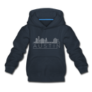 Austin, Texas Youth Hoodie - Skyline Youth Austin Hooded Sweatshirt - navy