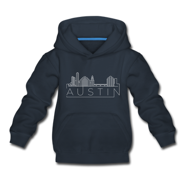 Austin, Texas Youth Hoodie - Skyline Youth Austin Hooded Sweatshirt - navy