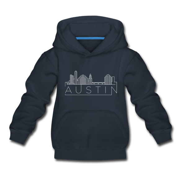 Austin, Texas Youth Hoodie - Skyline Youth Austin Hooded Sweatshirt - navy