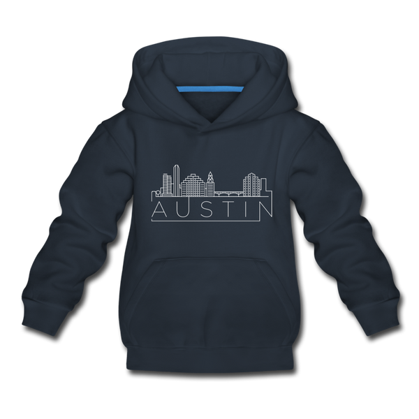 Austin, Texas Youth Hoodie - Skyline Youth Austin Hooded Sweatshirt - navy