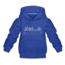 Austin, Texas Youth Hoodie - Skyline Youth Austin Hooded Sweatshirt - royal blue