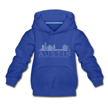 Austin, Texas Youth Hoodie - Skyline Youth Austin Hooded Sweatshirt - royal blue