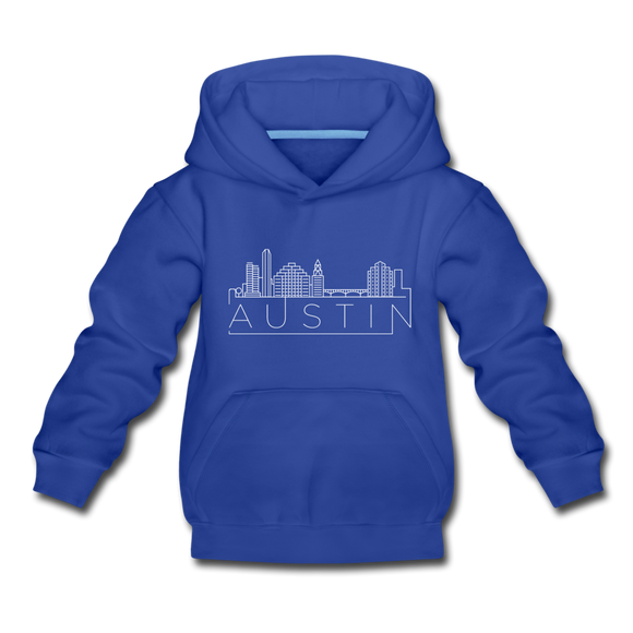 Austin, Texas Youth Hoodie - Skyline Youth Austin Hooded Sweatshirt - royal blue