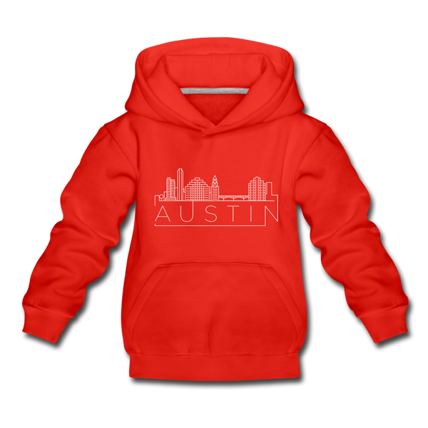 Austin, Texas Youth Hoodie - Skyline Youth Austin Hooded Sweatshirt - red