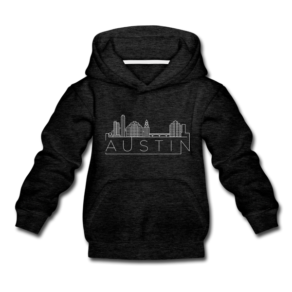 Austin, Texas Youth Hoodie - Skyline Youth Austin Hooded Sweatshirt - charcoal gray