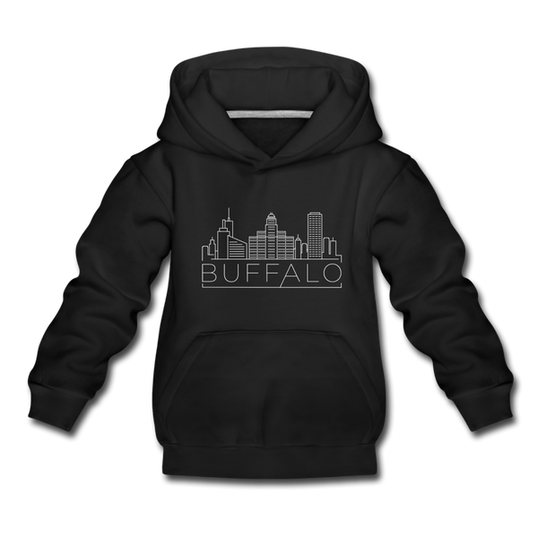 Buffalo, New York Youth Hoodie - Skyline Youth Buffalo Hooded Sweatshirt - black