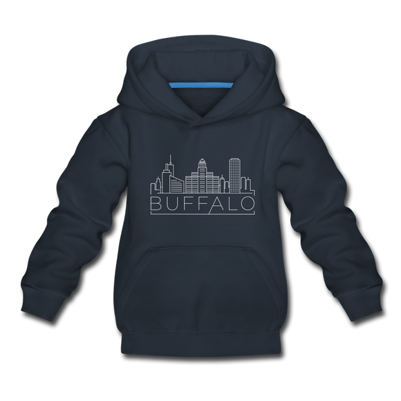 Buffalo, New York Youth Hoodie - Skyline Youth Buffalo Hooded Sweatshirt - navy