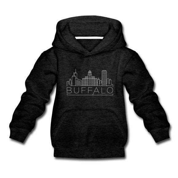 Buffalo, New York Youth Hoodie - Skyline Youth Buffalo Hooded Sweatshirt - charcoal gray