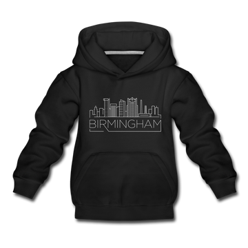 Birmingham, Alabama Youth Hoodie - Skyline Youth Birmingham Hooded Sweatshirt - black