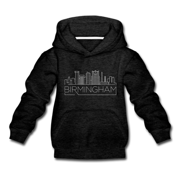 Birmingham, Alabama Youth Hoodie - Skyline Youth Birmingham Hooded Sweatshirt - charcoal gray