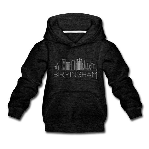 Birmingham, Alabama Youth Hoodie - Skyline Youth Birmingham Hooded Sweatshirt - charcoal gray