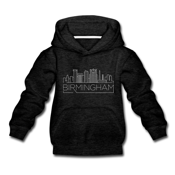 Birmingham, Alabama Youth Hoodie - Skyline Youth Birmingham Hooded Sweatshirt - charcoal gray